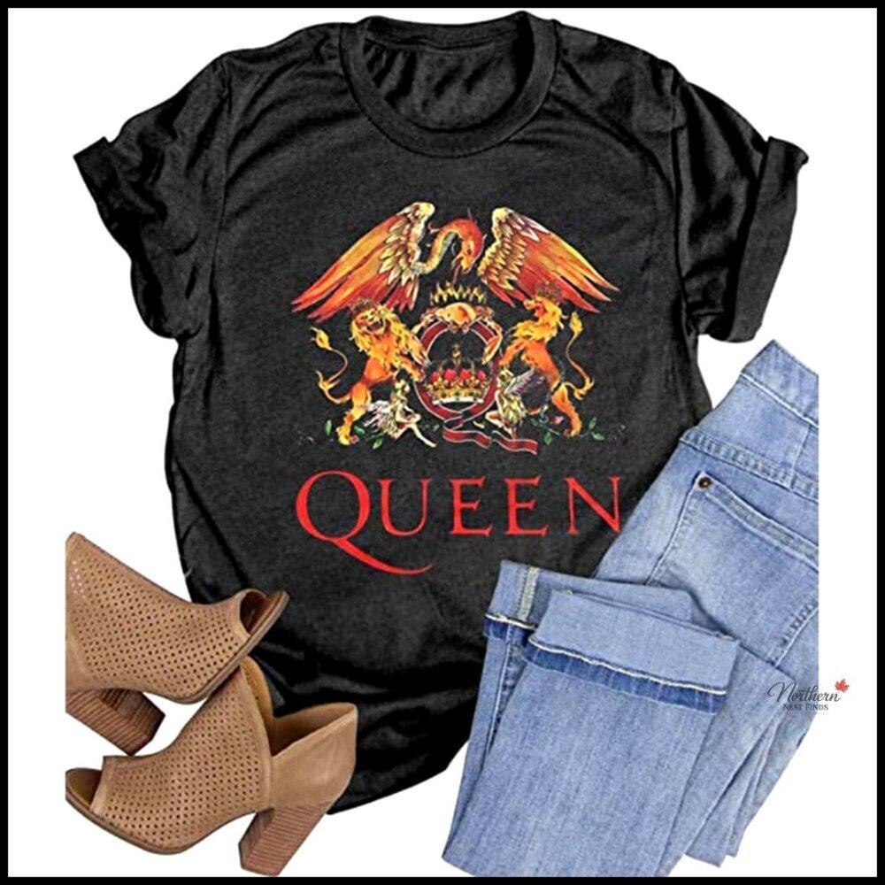 Queen Graphic Tee Retro Loose Fit Crew Neck T-Shirt